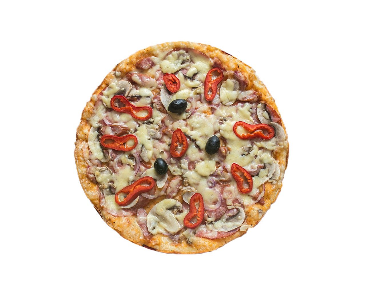 Supreme Pizza with Mushrooms, Olives, and Peppers