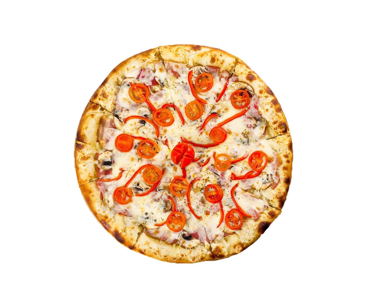 Vegetarian Pizza with Melted Cheese and Red Peppers